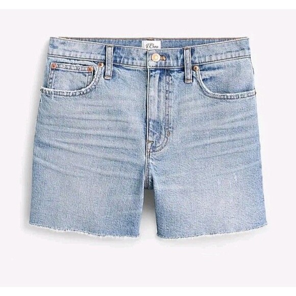J. Crew High-Rise Denim Shorts Tea Time Wash Raw Hem Cutoffs AV425 Size 27 - Picture 2 of 9